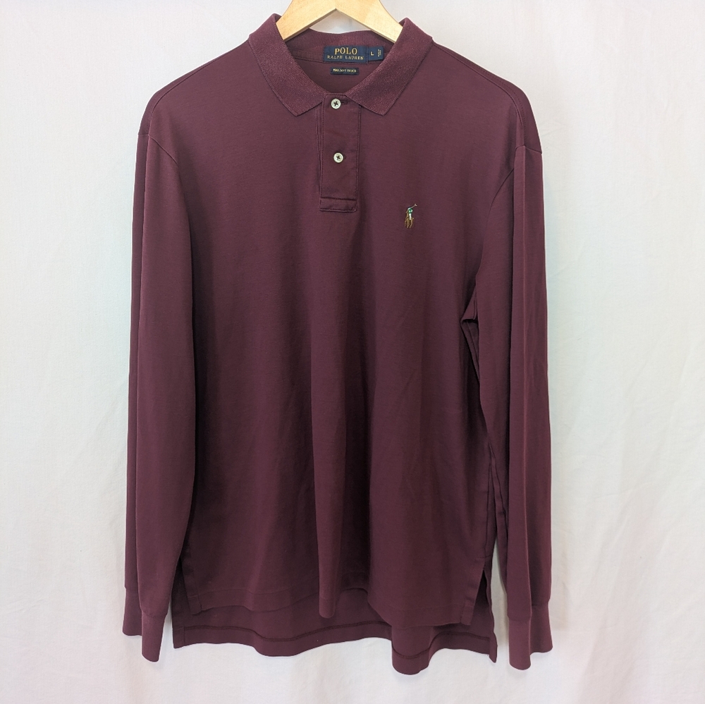 Polo by Ralph Lauren prima soft touch Men's Burgundy Long Sleeve Henley Shirt